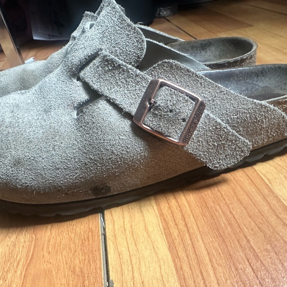 Birkenstock Gray Slippers Soft Suede-Like Comfort